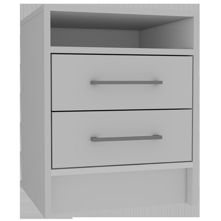 Gfancy Fixtures Open Compartment Two Drawer Nightstand, White GF3097613